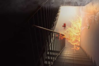 fire breaking through into stairwell