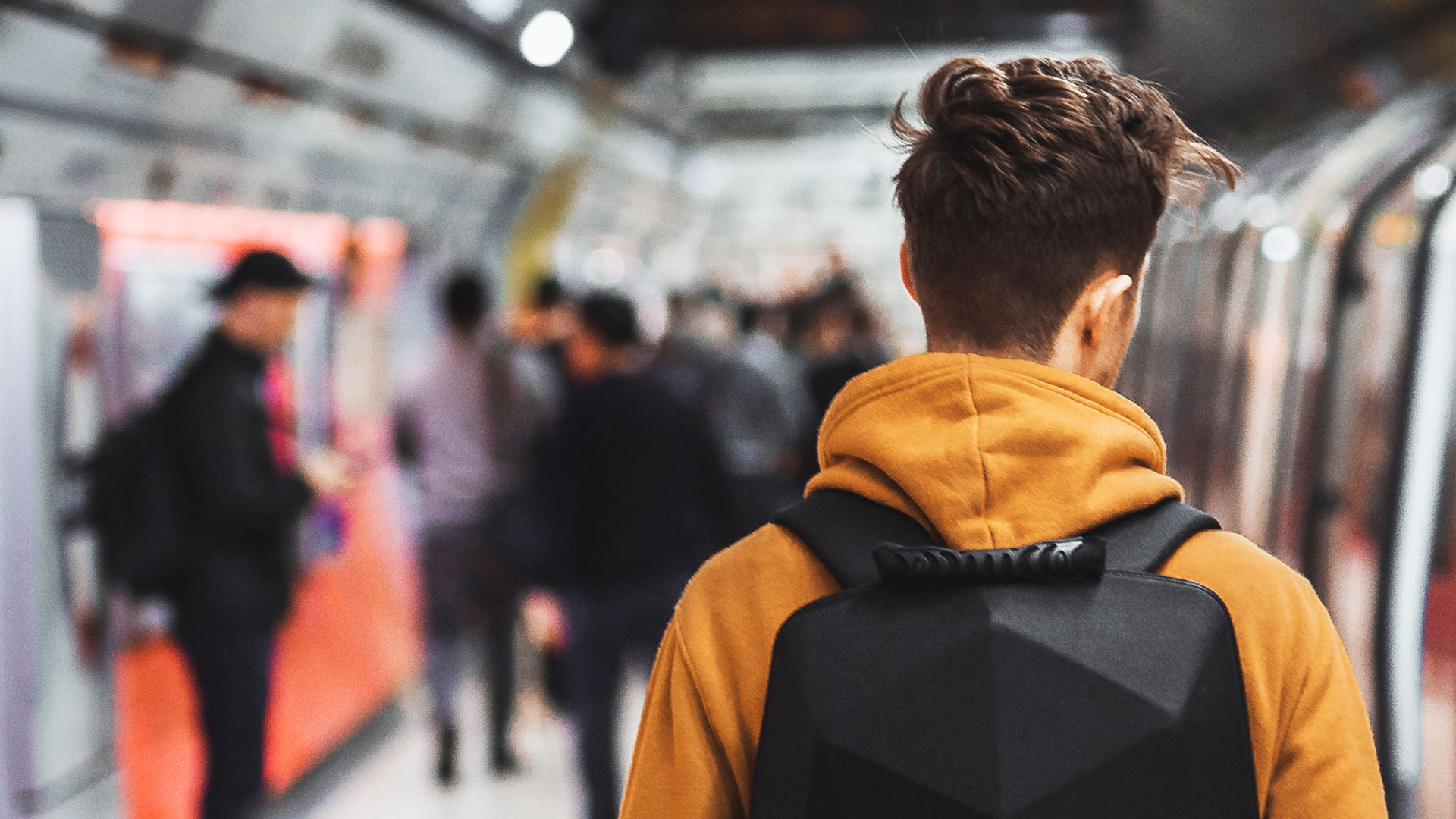 Man walking on the london underground